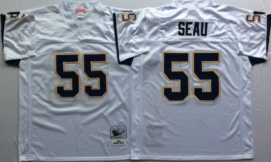 Men NFL Los Angeles Chargers 55 Seau white Mitchell Ness jerseys